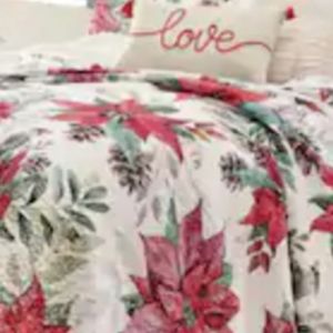 Christmas poinsettia printed quilt